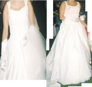 Silvia Monjes Novios y novias en Santiago |  Vendo Vestido de novia , Talla 40-42,es ajustable, con velo y falso incluido 