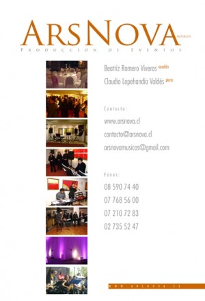Arsnova producci&oacute;n de Eventos Novios y novias en Santiago |  Música en vivo para matrimonios y Producción de eventos ArsNova, Saxofonistas,  Pianistas, coros, cuerdas, amplificación e iluminación