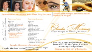 CENTRO INTEGRAL DE BELLEZA Y BIENESTAR CLAUDIA MARTINEZ Anuncios gratis para novios en Temuco |  NOVIAS-NOVIOS, NOVIAS-NOVIOS-MADRINAS. ASESORIA COSMETOLOGICA.