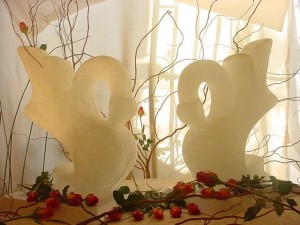 Daniela Arias Novios y novias en Providencia |  Figuras - Esculturas de Hielo para Decoración, Preciosos Cisnes de Hielo